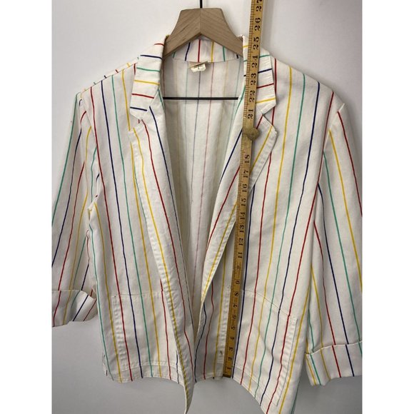 THE FOX 1980's Multicolored Pinstripe Blazer Sz L - Picture 4 of 6